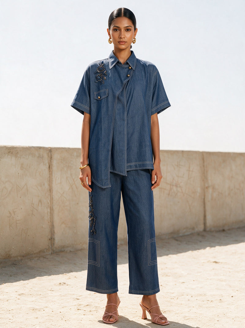 The Indigo Short-Sleeve Set — front, Pummy Walia