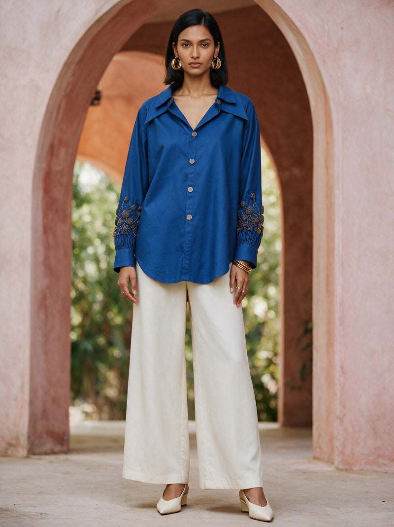 The Cobalt Sleeve Shirt — front, Pummy Walia