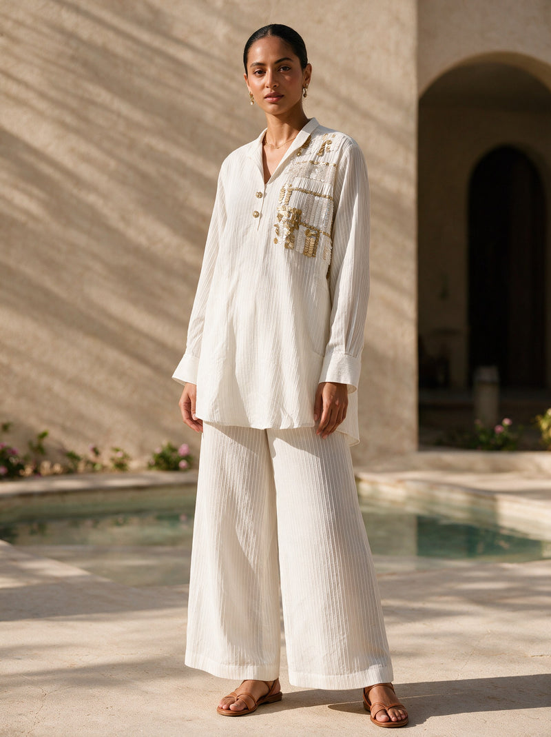The Ivory Pintuck Set — front, Pummy Walia