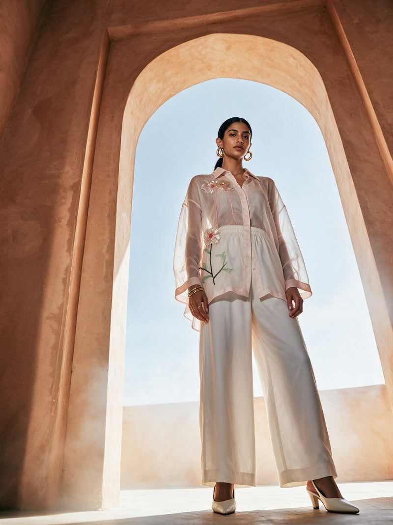The Peach Organza Set — front, Pummy Walia