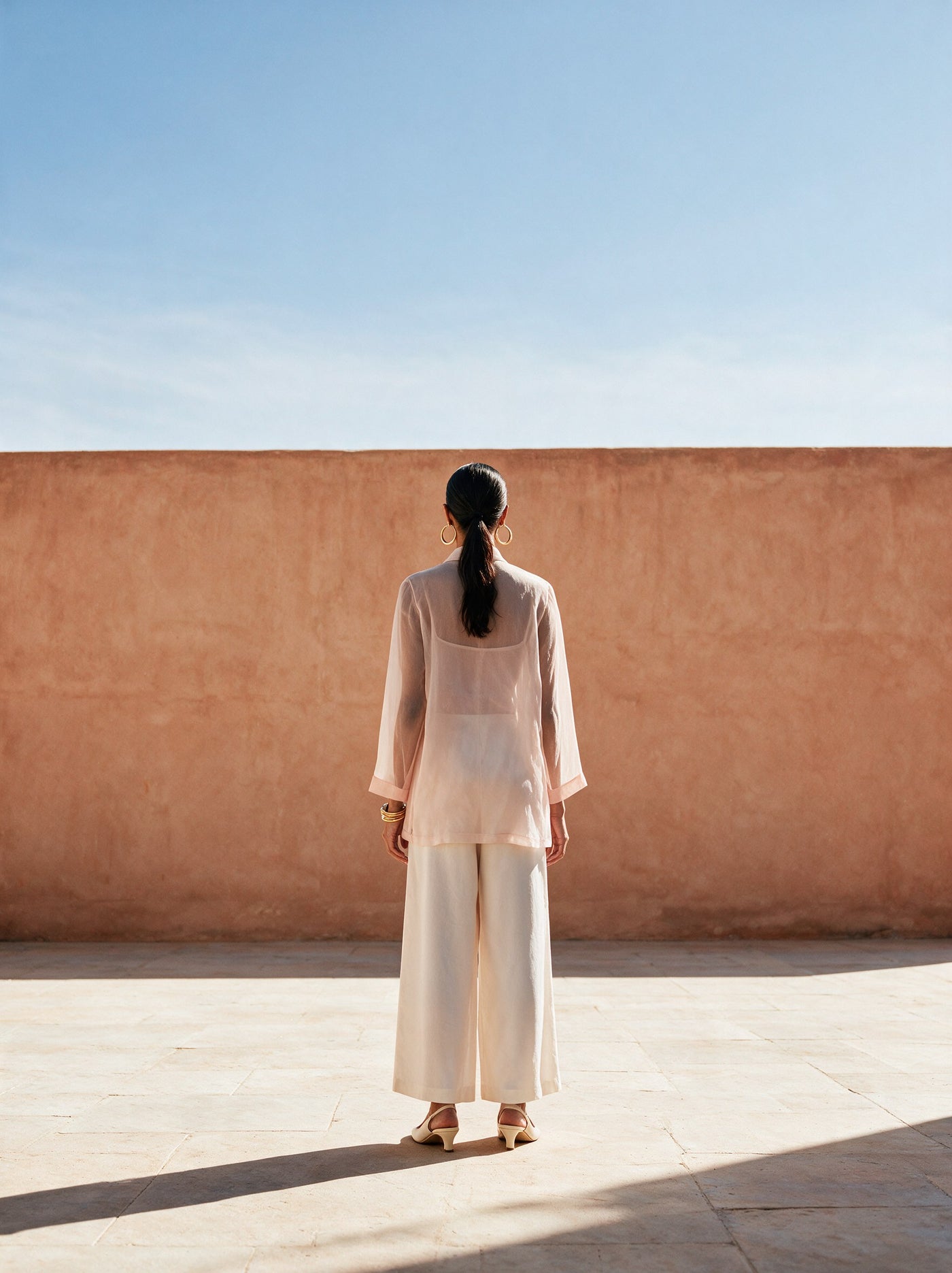 The Peach Organza Set — back, Pummy Walia