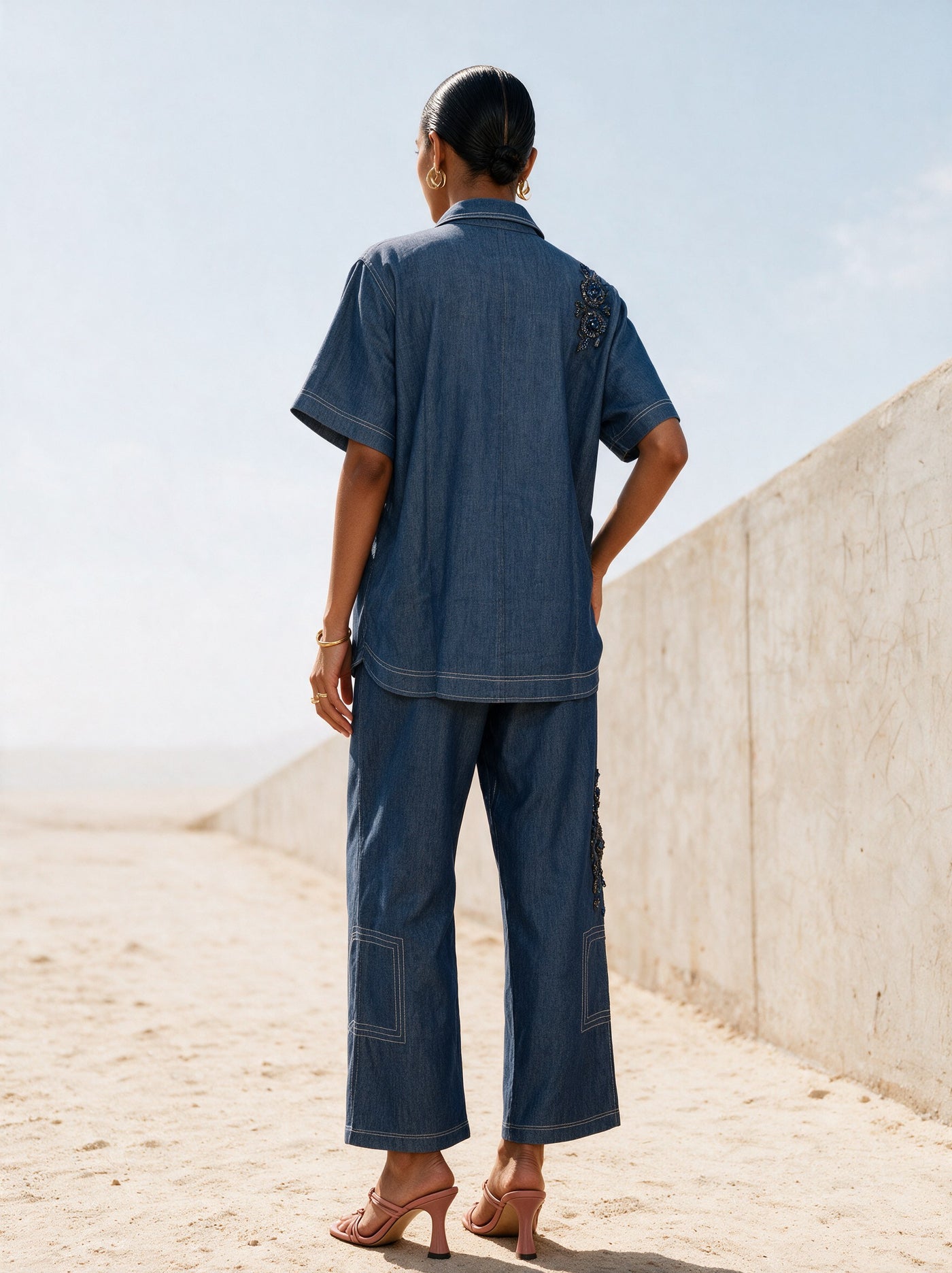 The Indigo Short-Sleeve Set — back, Pummy Walia