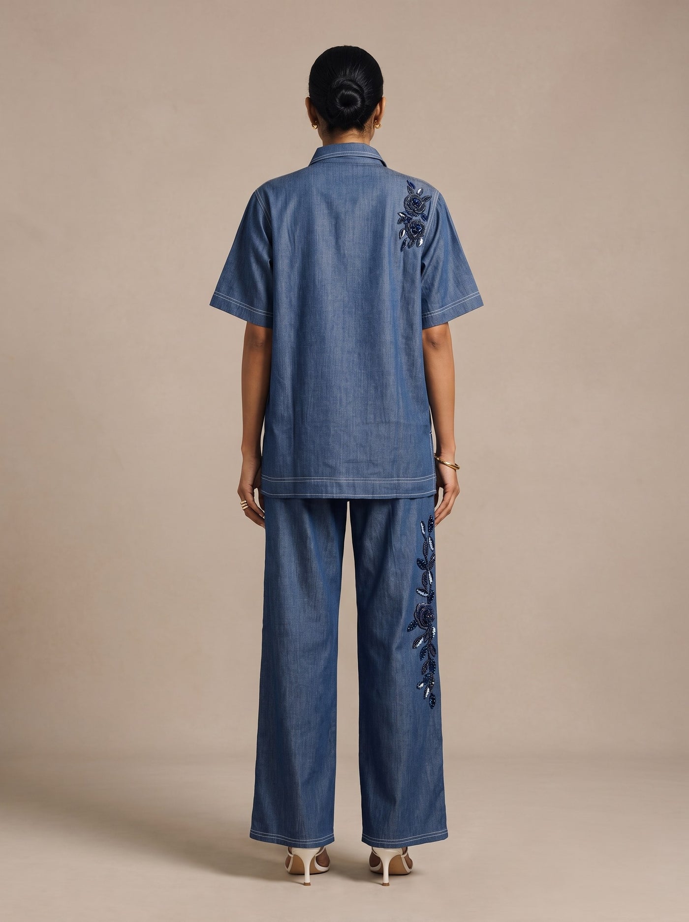 The Indigo Short-Sleeve Set — studio shot, Pummy Walia