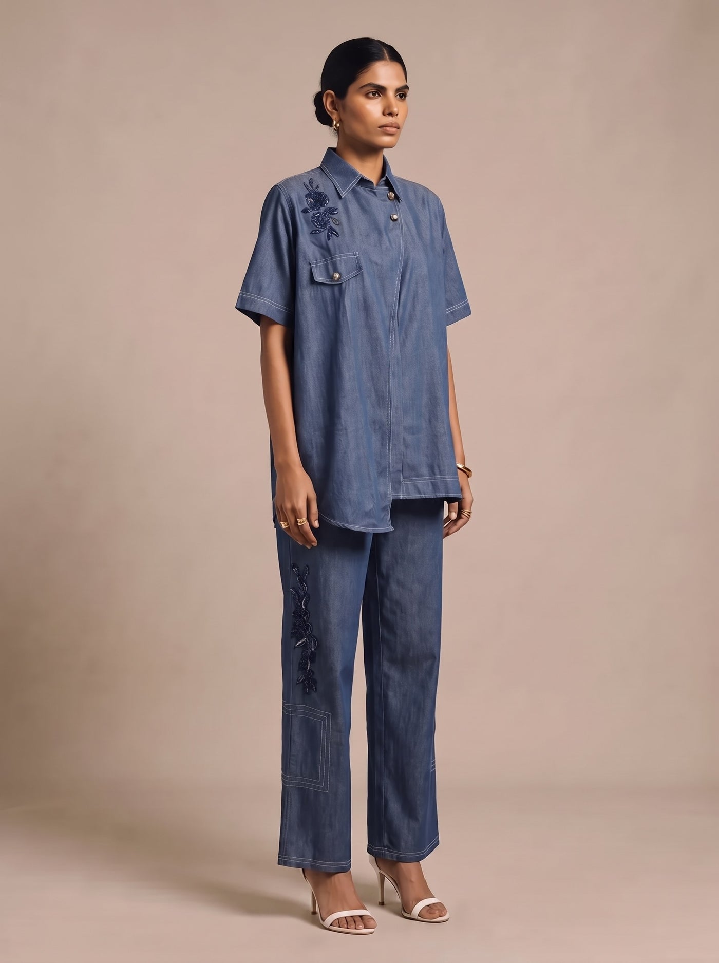 The Indigo Short-Sleeve Set — studio shot, Pummy Walia