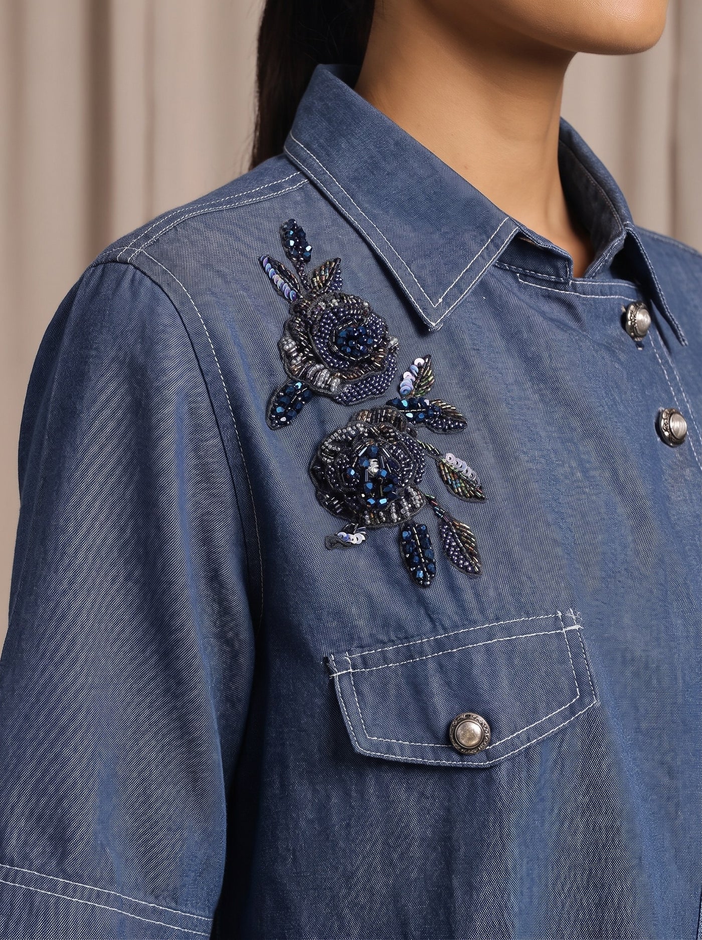 The Indigo Short-Sleeve Set — studio shot, Pummy Walia