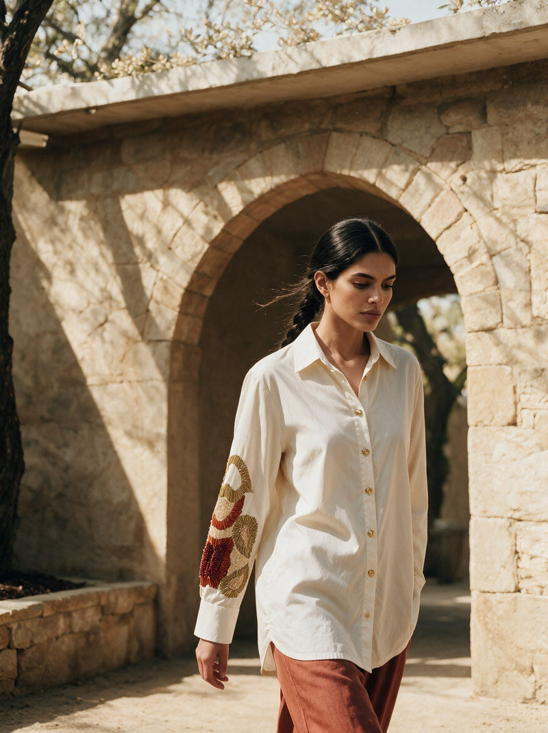The Sunburst Sleeve Shirt — front, Pummy Walia