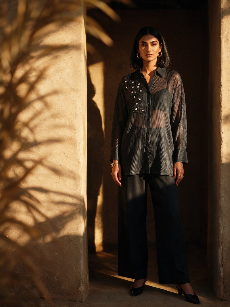 The Plissé Shirt — front, Pummy Walia