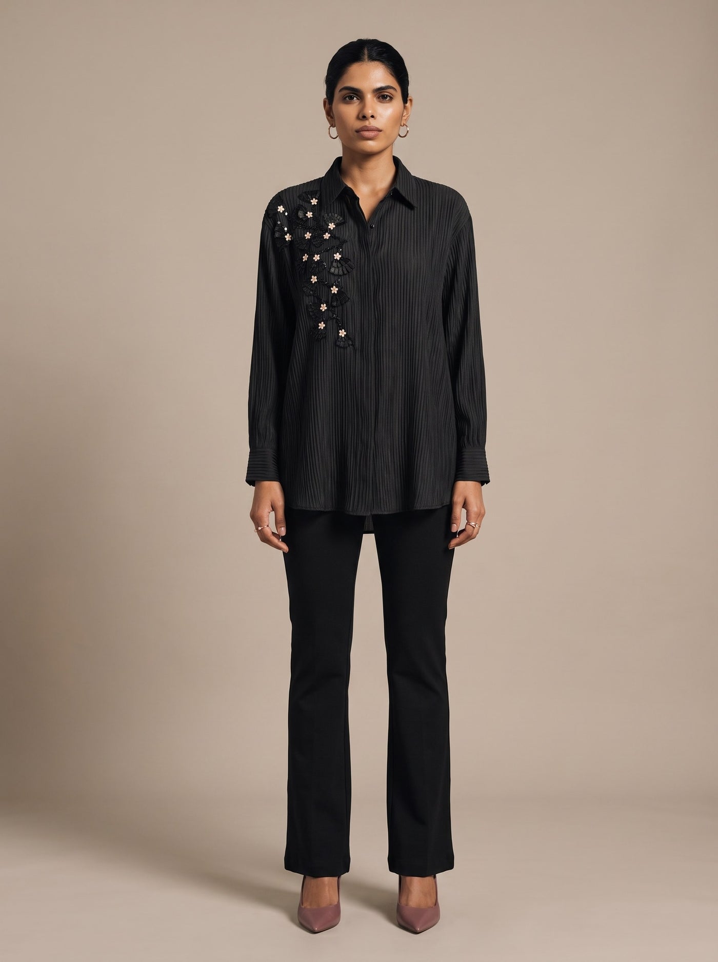 The Plissé Shirt — studio shot, Pummy Walia