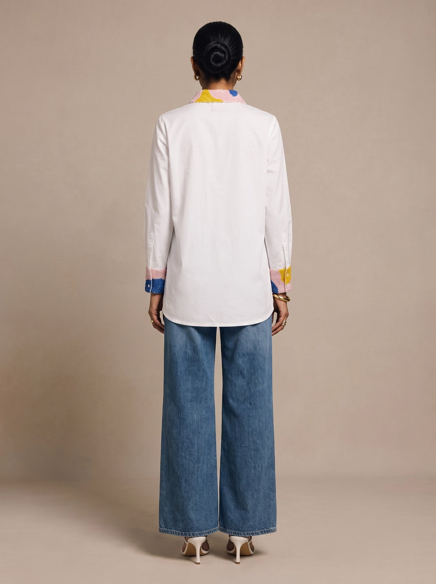The Beaded Collar Shirt — studio shot, Pummy Walia