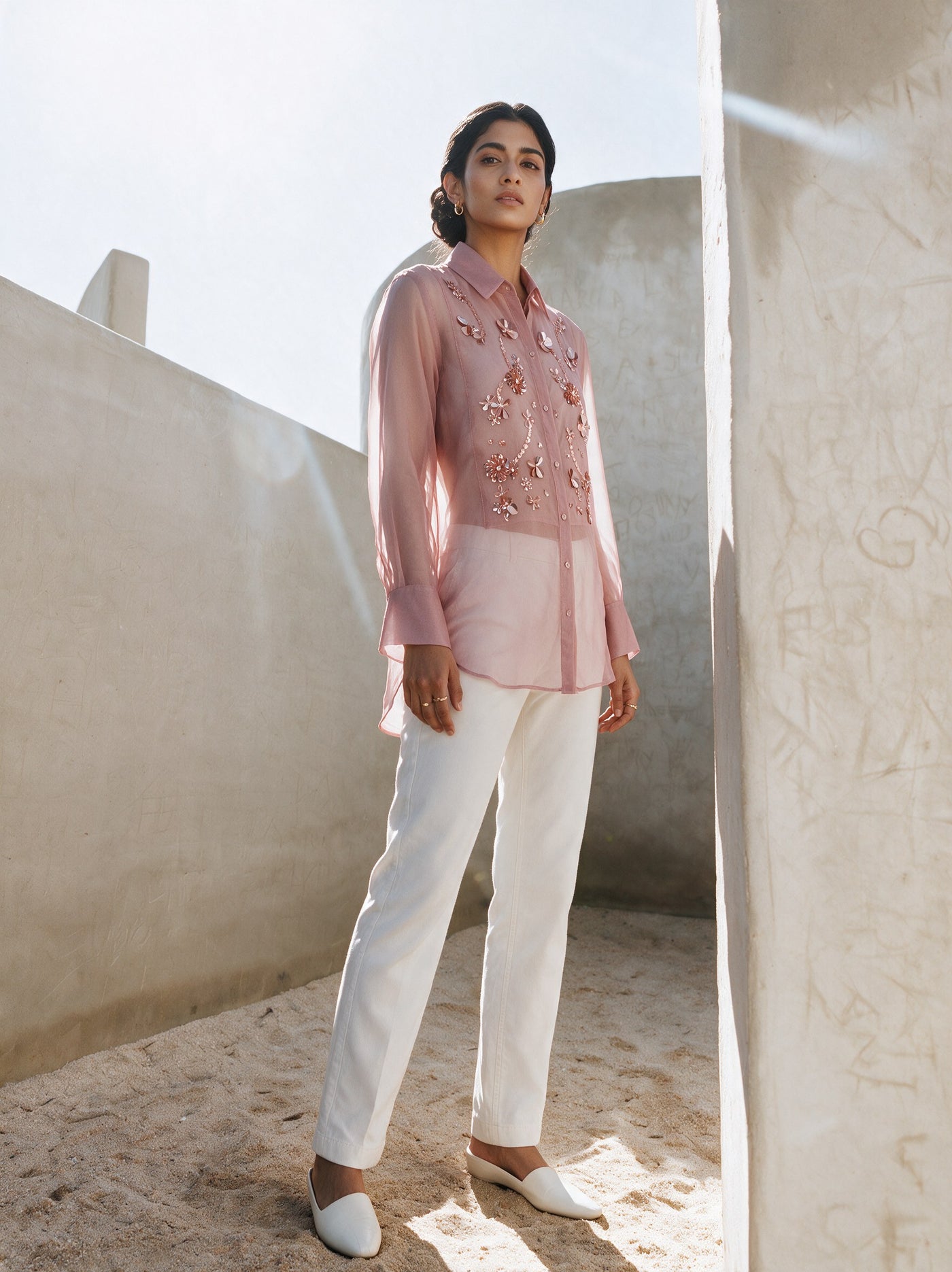 The Rose Blossom Shirt — three-quarter view, Pummy Walia