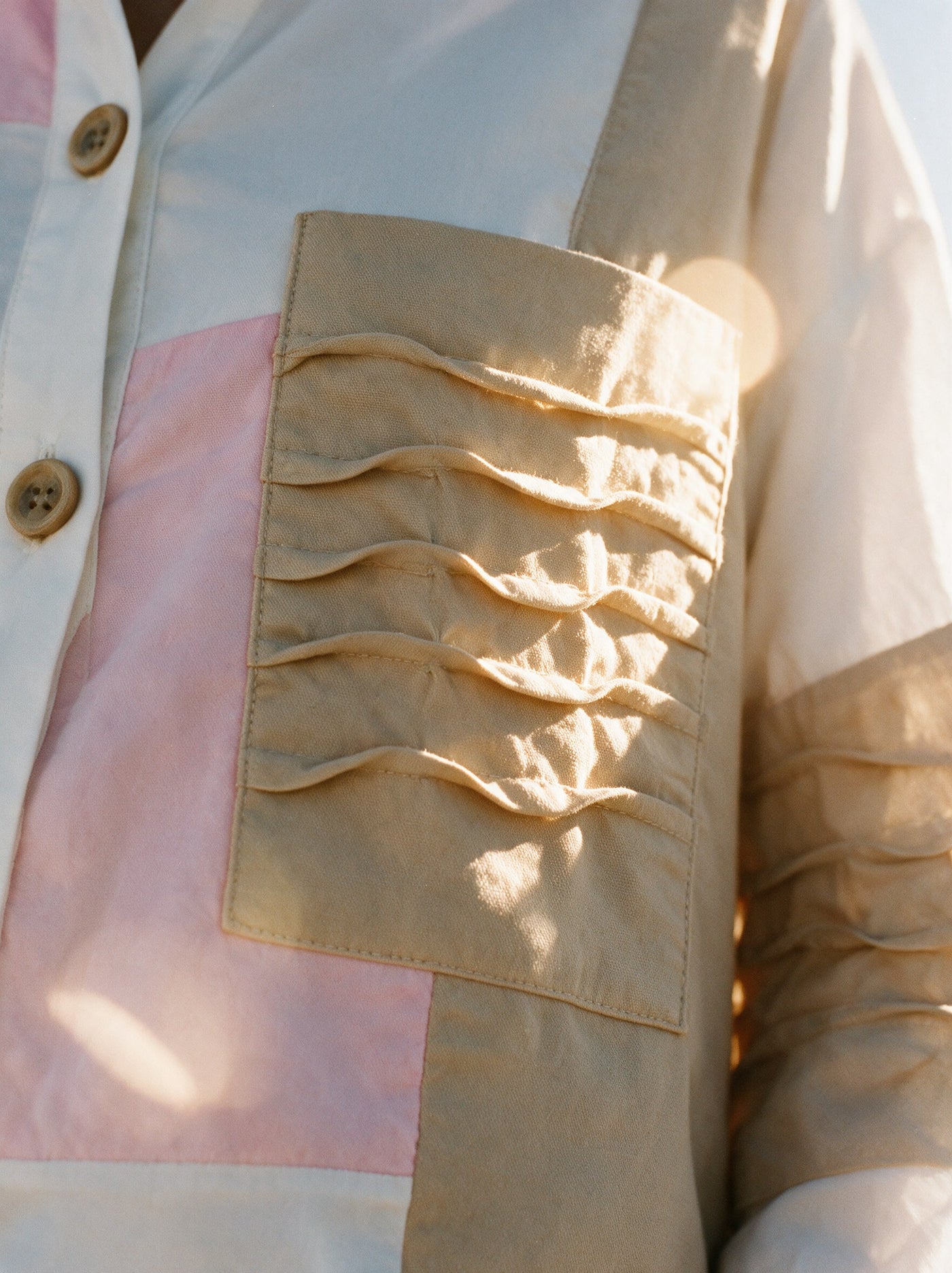 The Patchwork Pintuck Shirt — detail of the hand-work, Pummy Walia