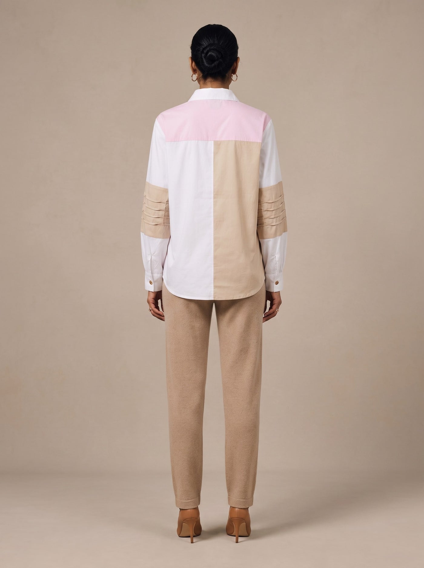 The Patchwork Pintuck Shirt — studio shot, Pummy Walia