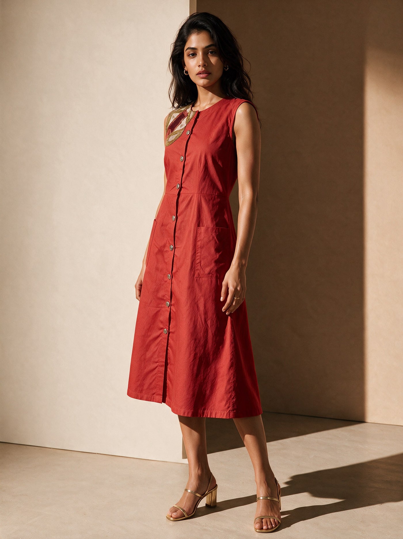 The Vermilion Button-Through Dress — front, Pummy Walia