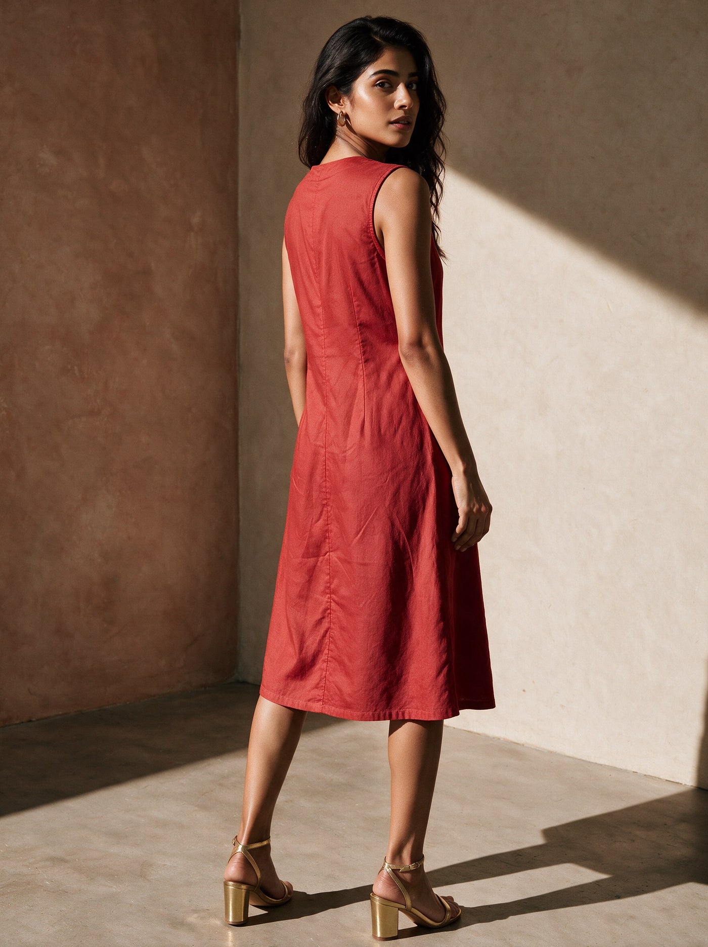 The Vermilion Button-Through Dress — back, Pummy Walia