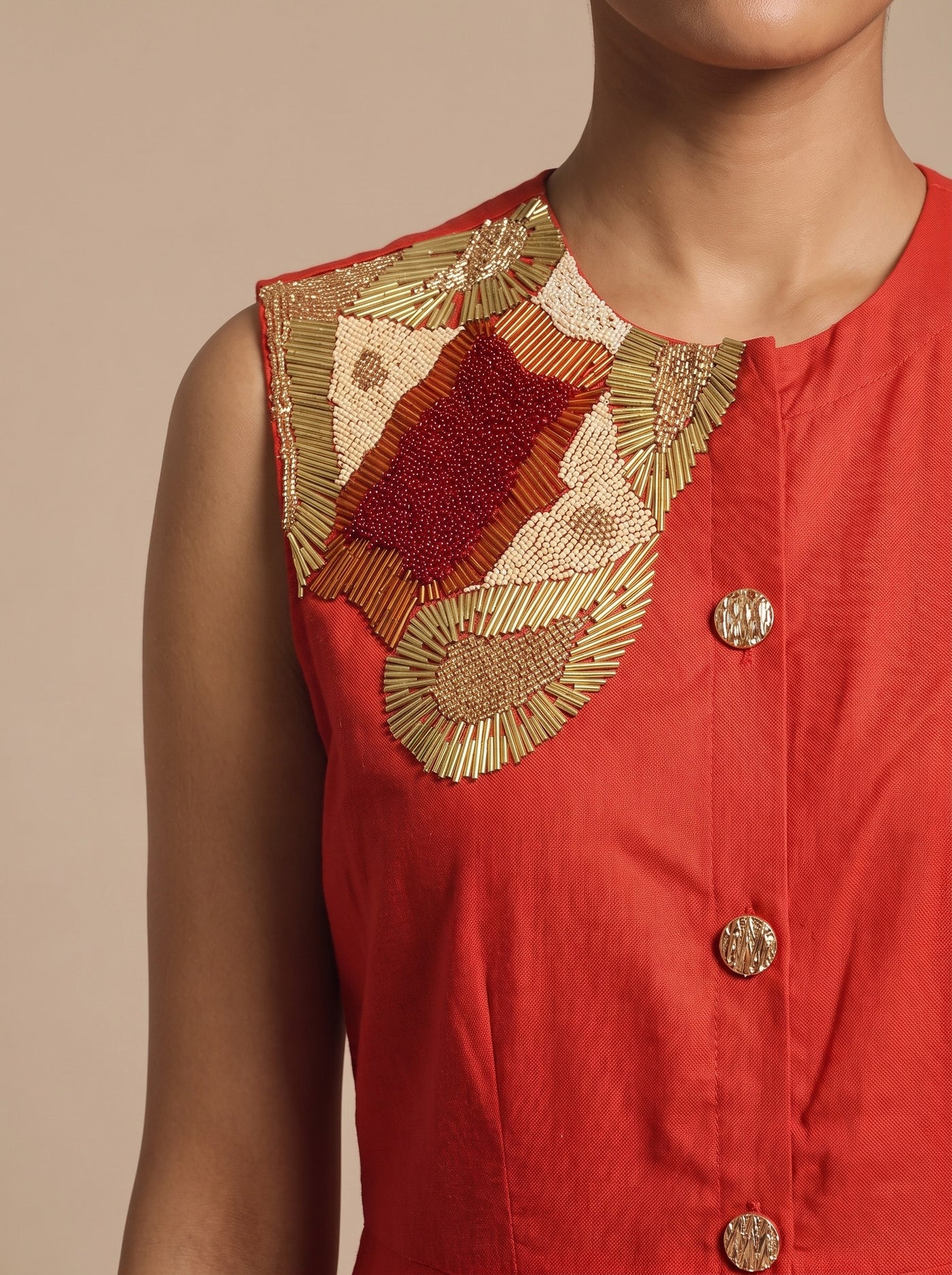 The Vermilion Button-Through Dress — studio shot, Pummy Walia