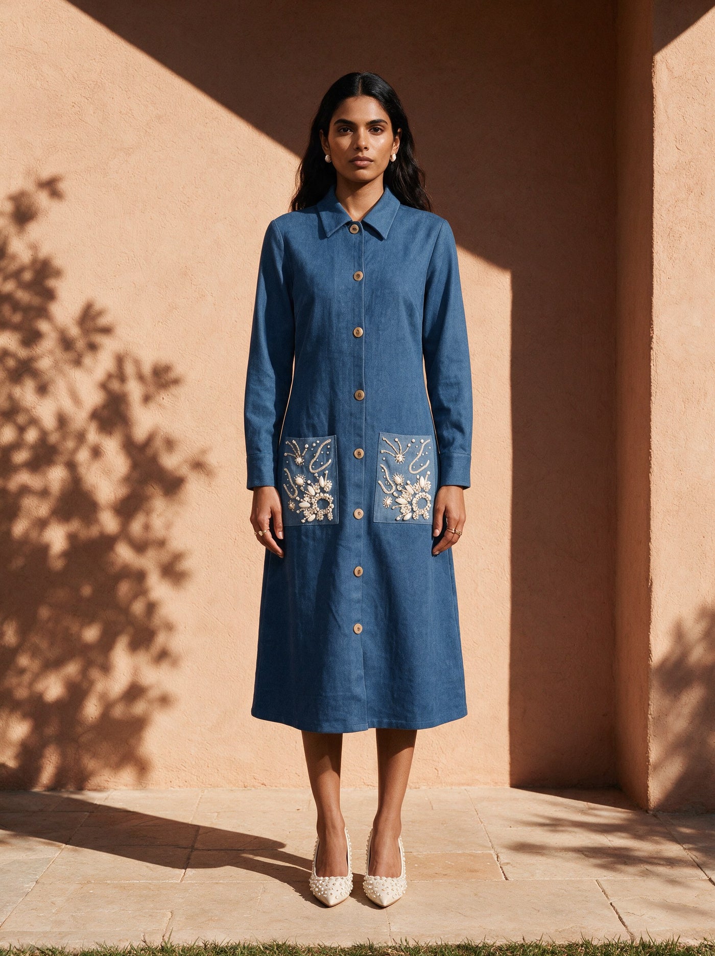 The Indigo Shirt Dress — front, Pummy Walia