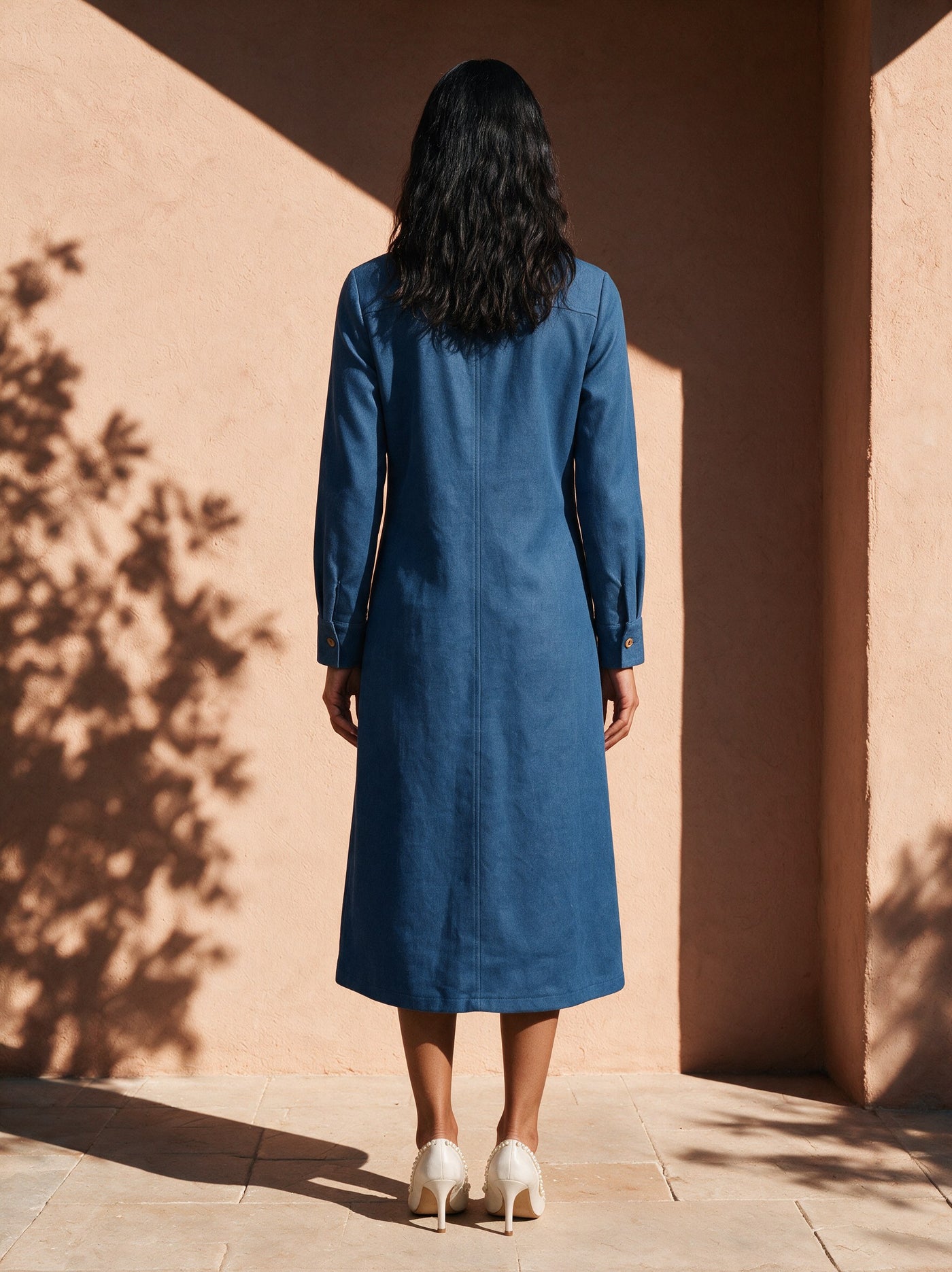 The Indigo Shirt Dress — back, Pummy Walia