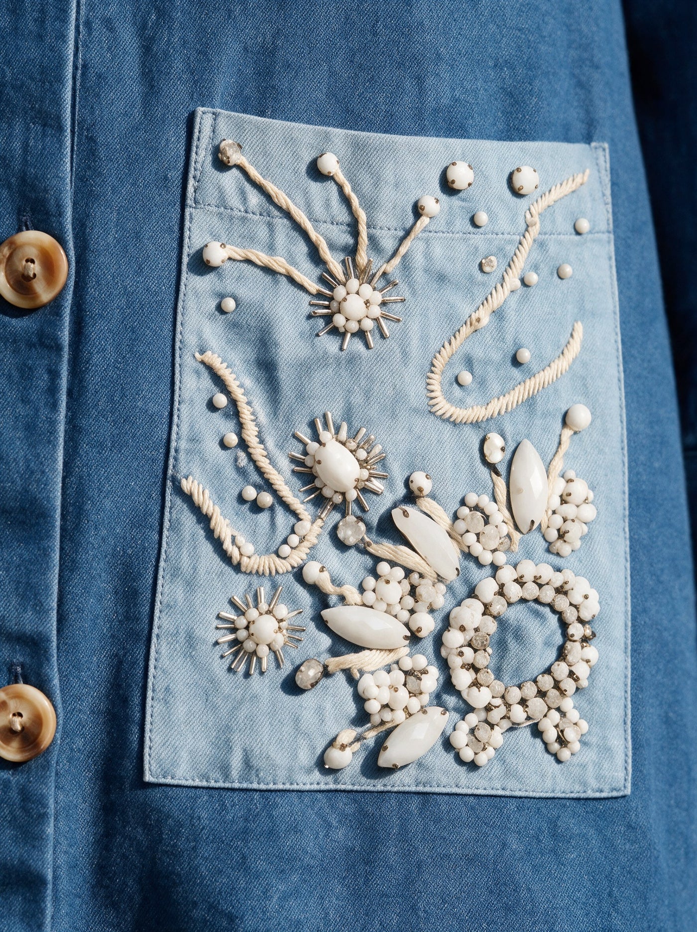 The Indigo Shirt Dress — detail of the hand-work, Pummy Walia