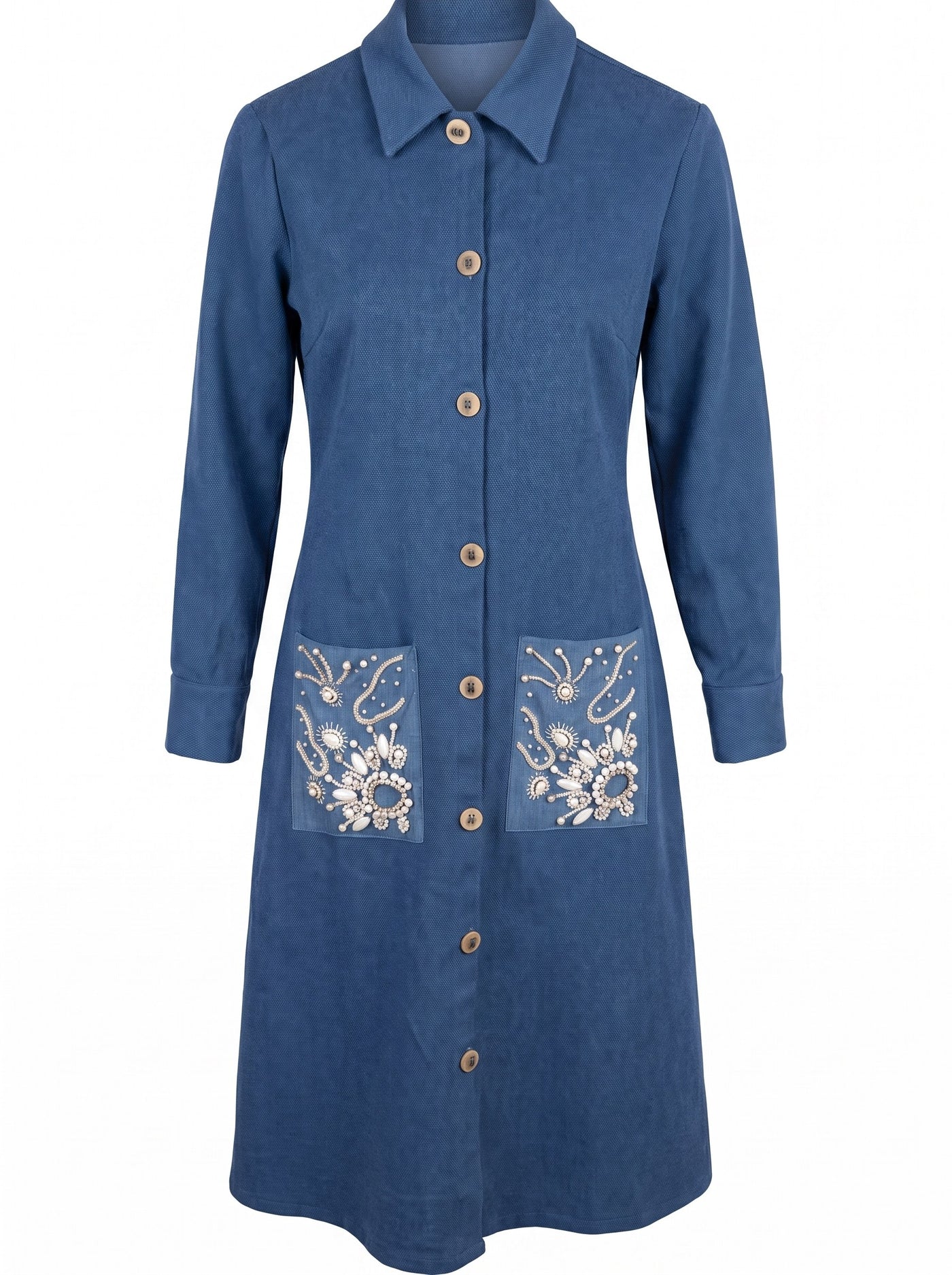 The Indigo Shirt Dress — studio shot, Pummy Walia