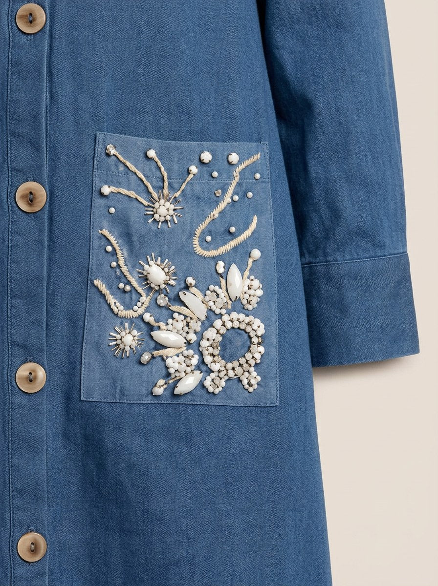 The Indigo Shirt Dress — studio shot, Pummy Walia