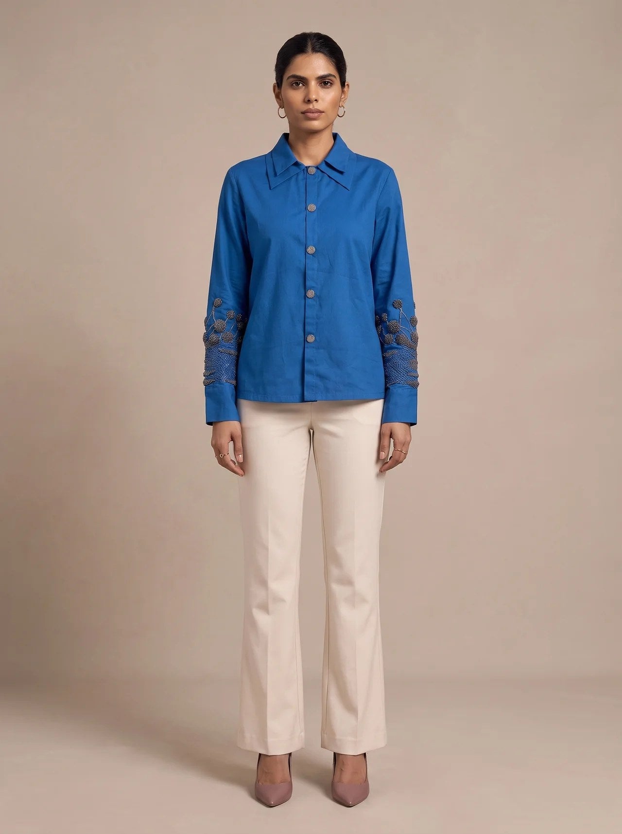 The Cobalt Sleeve Shirt — studio shot, Pummy Walia