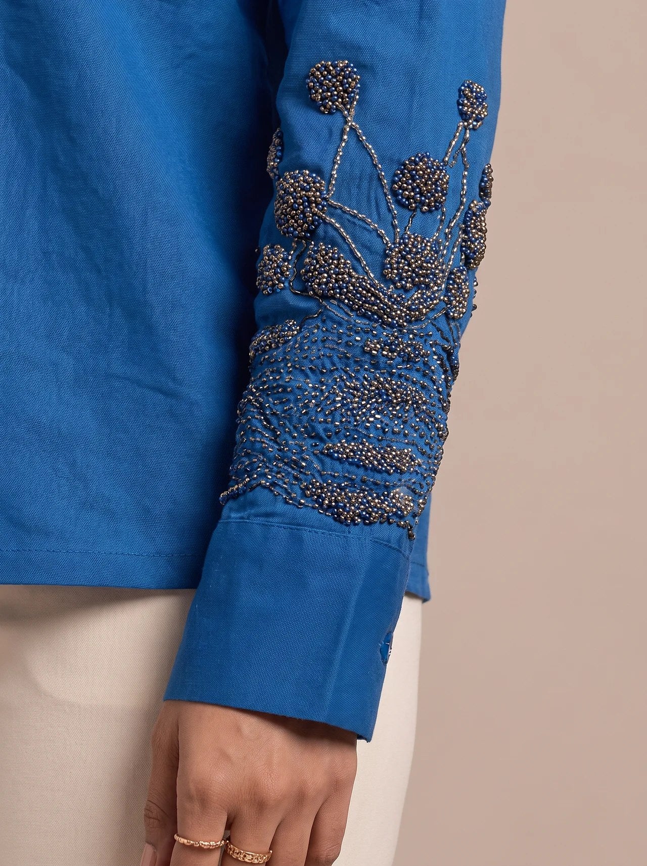 The Cobalt Sleeve Shirt — studio shot, Pummy Walia