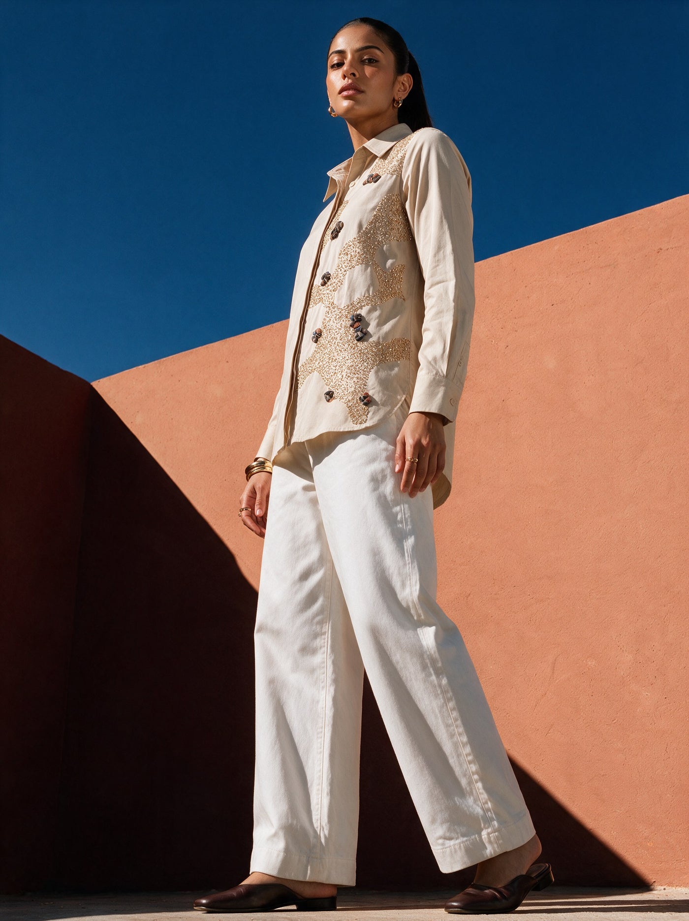 The Sand Vine Shirt — three-quarter view, Pummy Walia