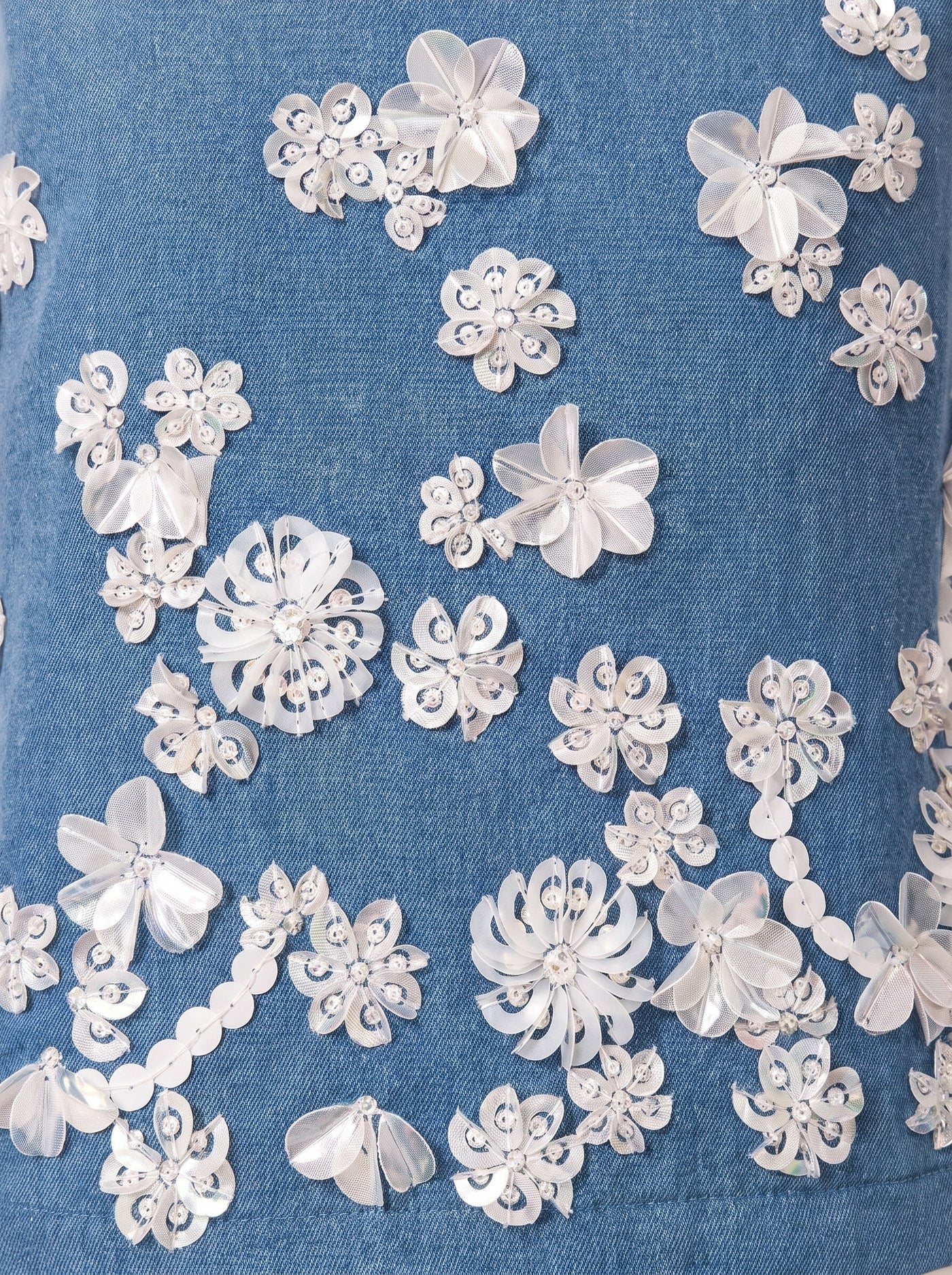 The Denim Overlay & Ivory Dress — studio shot, Pummy Walia