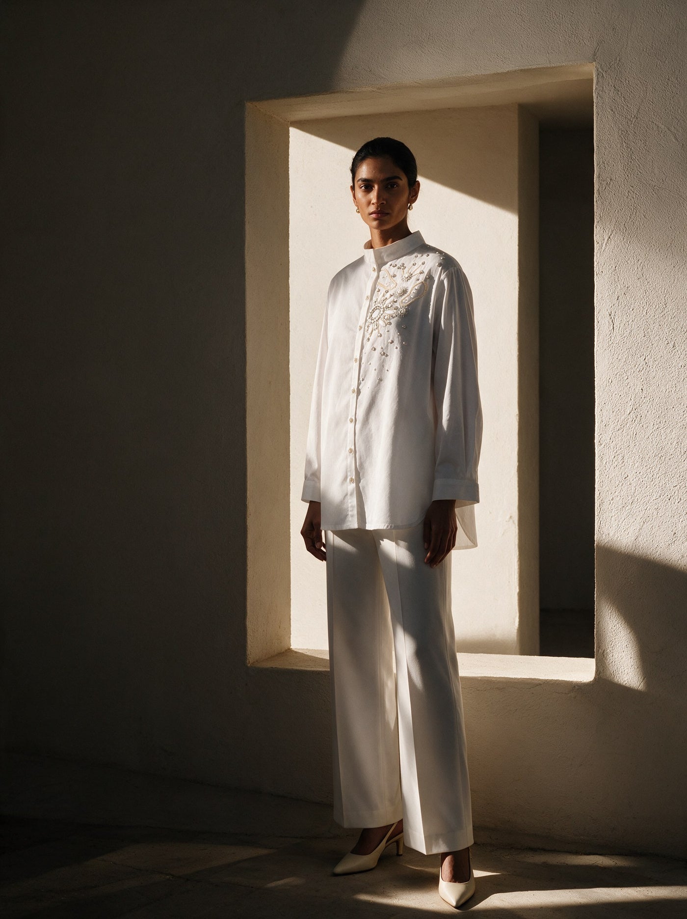 The Pearl Burst Shirt — three-quarter view, Pummy Walia
