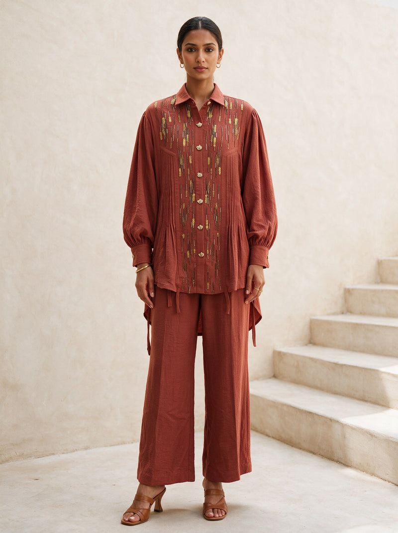 The Terracotta Pintuck Set — front, Pummy Walia