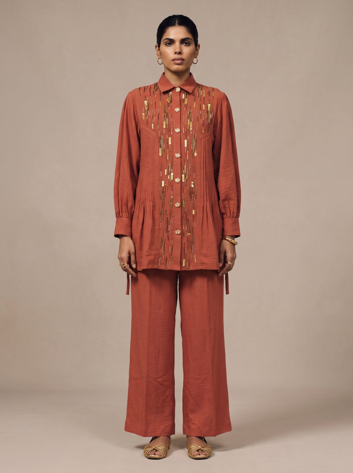 The Terracotta Pintuck Set — studio shot, Pummy Walia