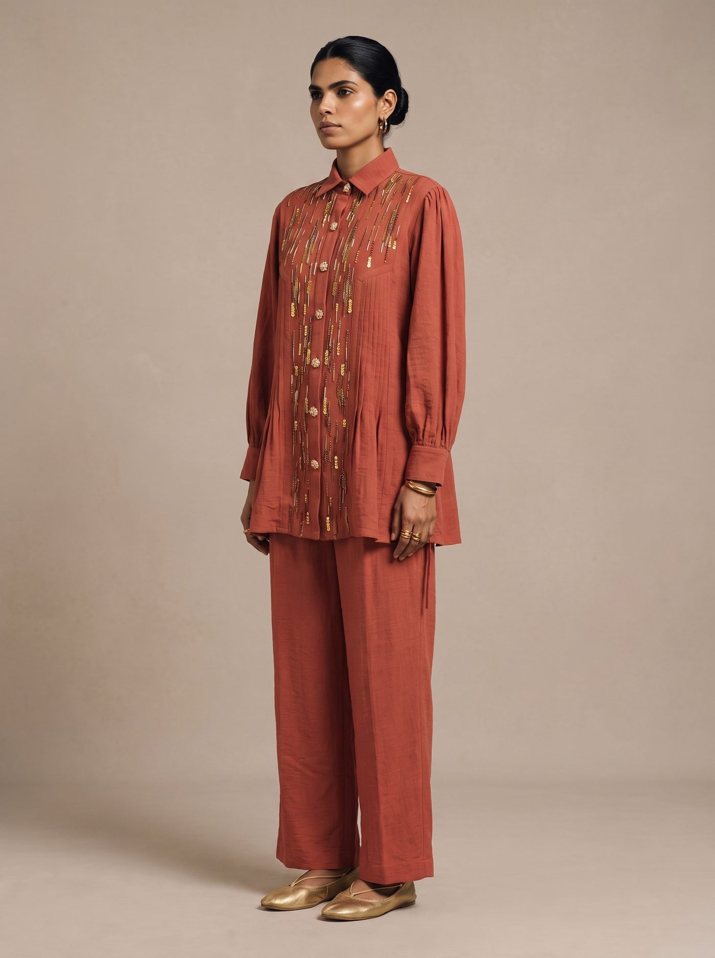 The Terracotta Pintuck Set — studio shot, Pummy Walia