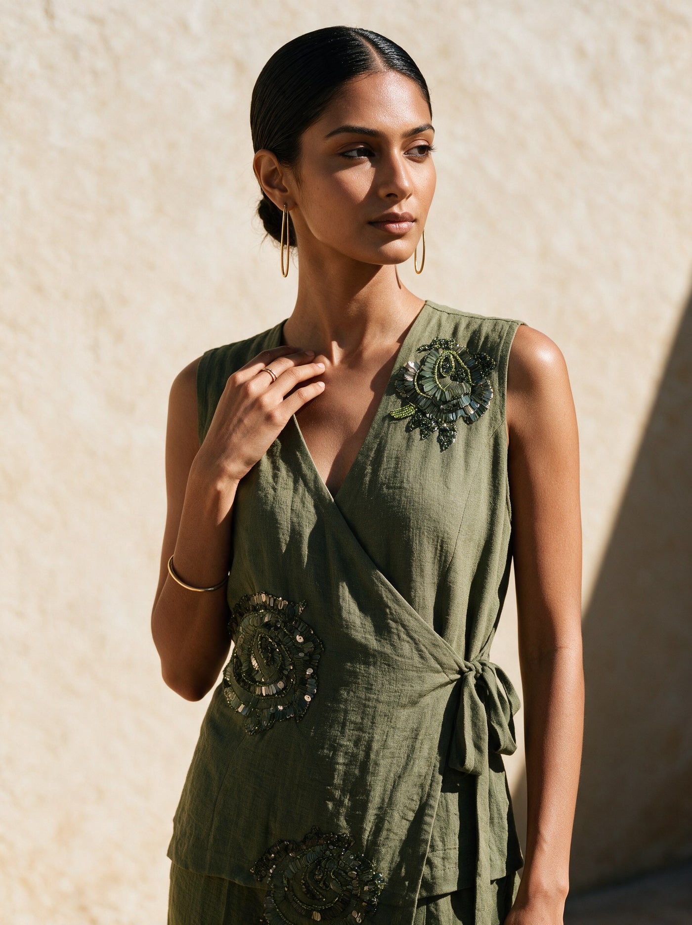 The Olive Wrap Set — editorial, Pummy Walia