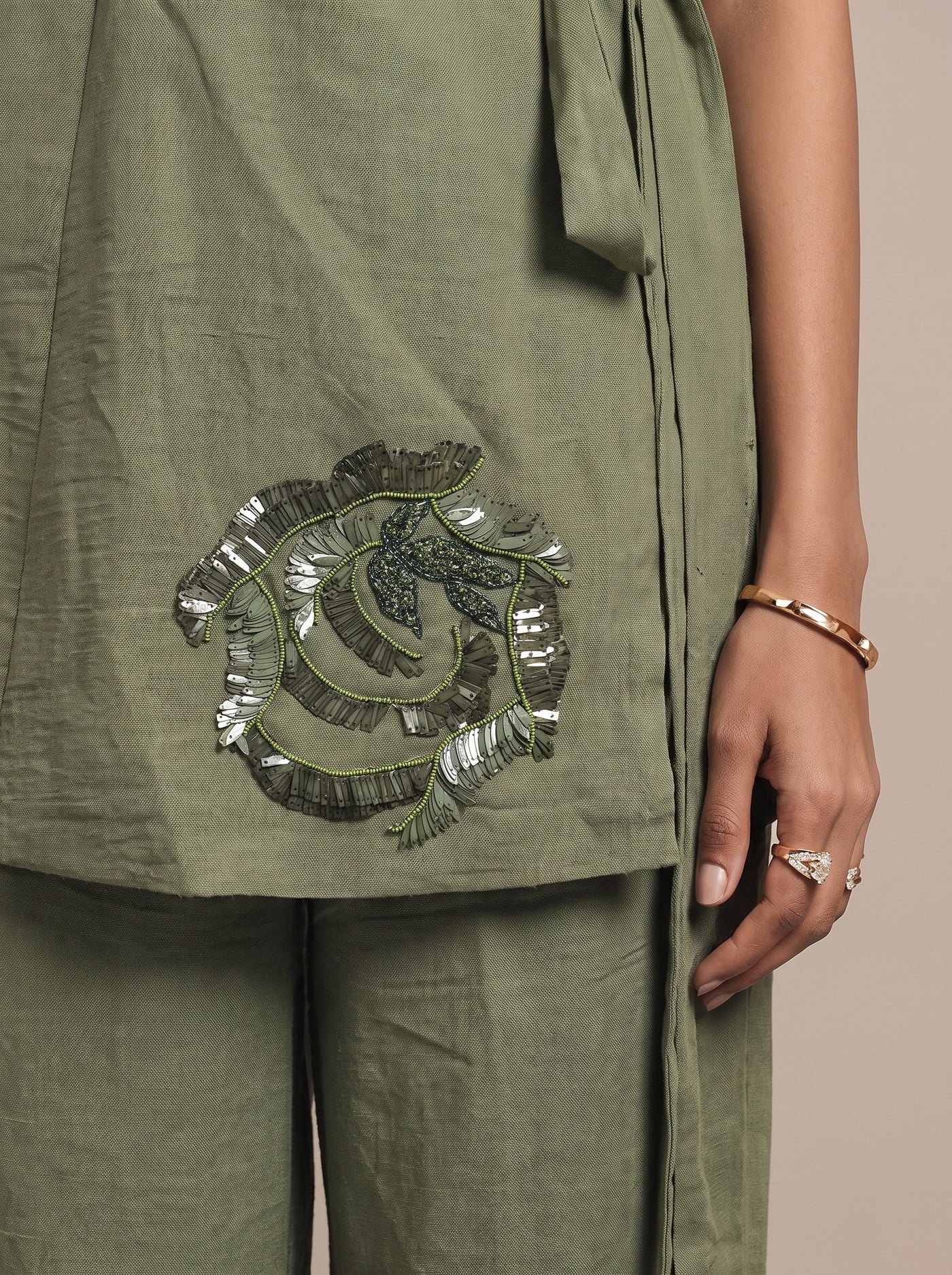 The Olive Wrap Set — studio shot, Pummy Walia