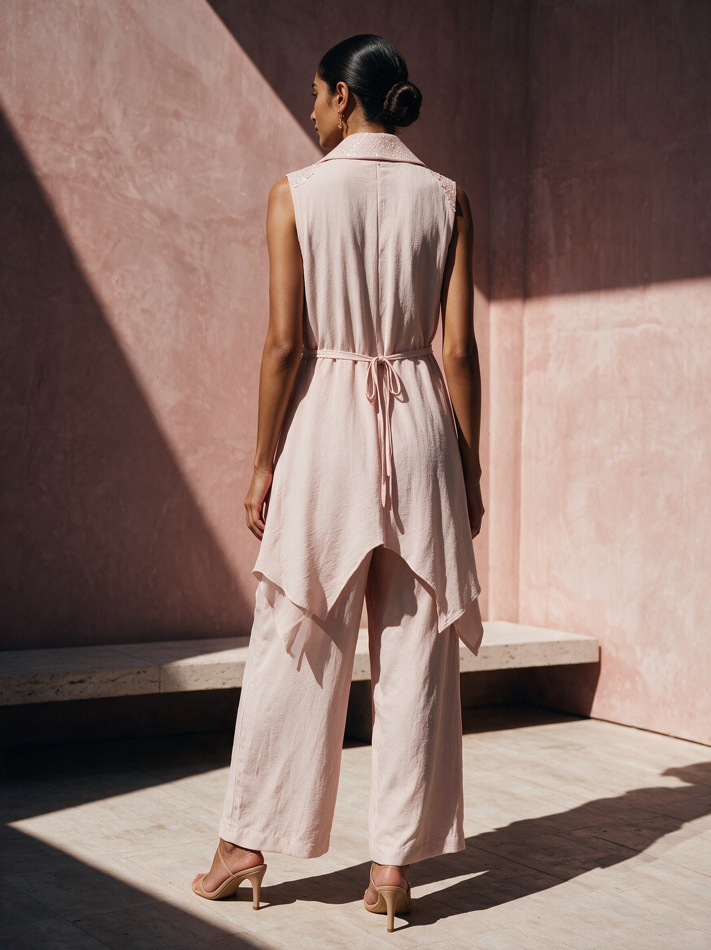 The Blush Wrap Gilet Set — back, Pummy Walia