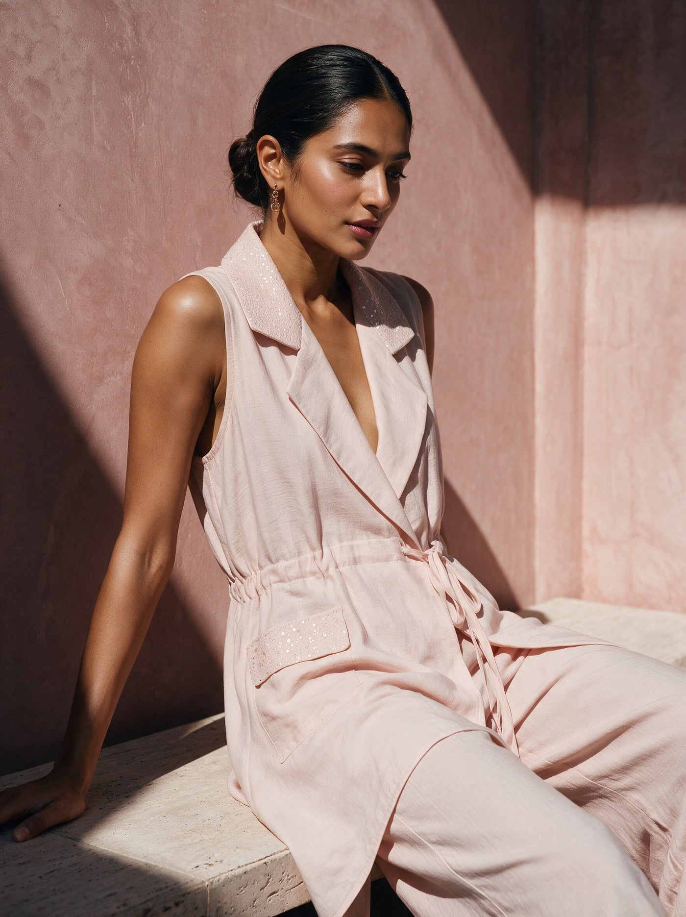 The Blush Wrap Gilet Set — editorial, Pummy Walia