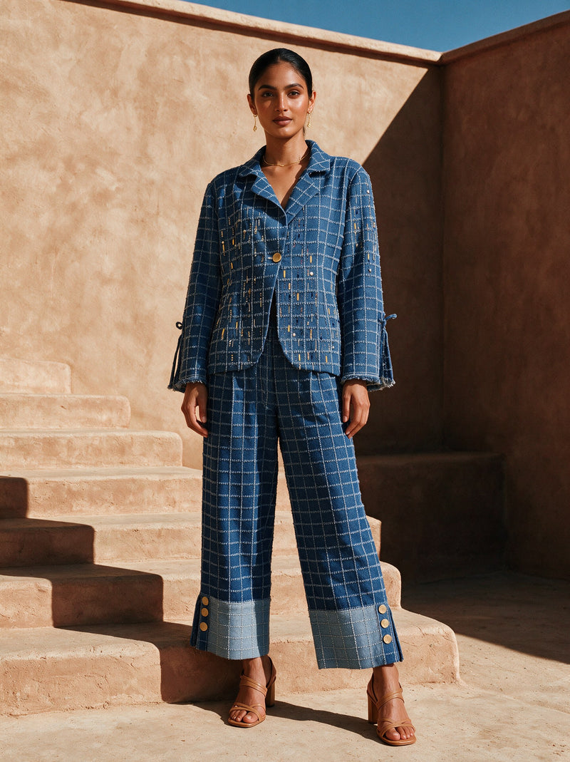 The Windowpane Blazer Set — front, Pummy Walia