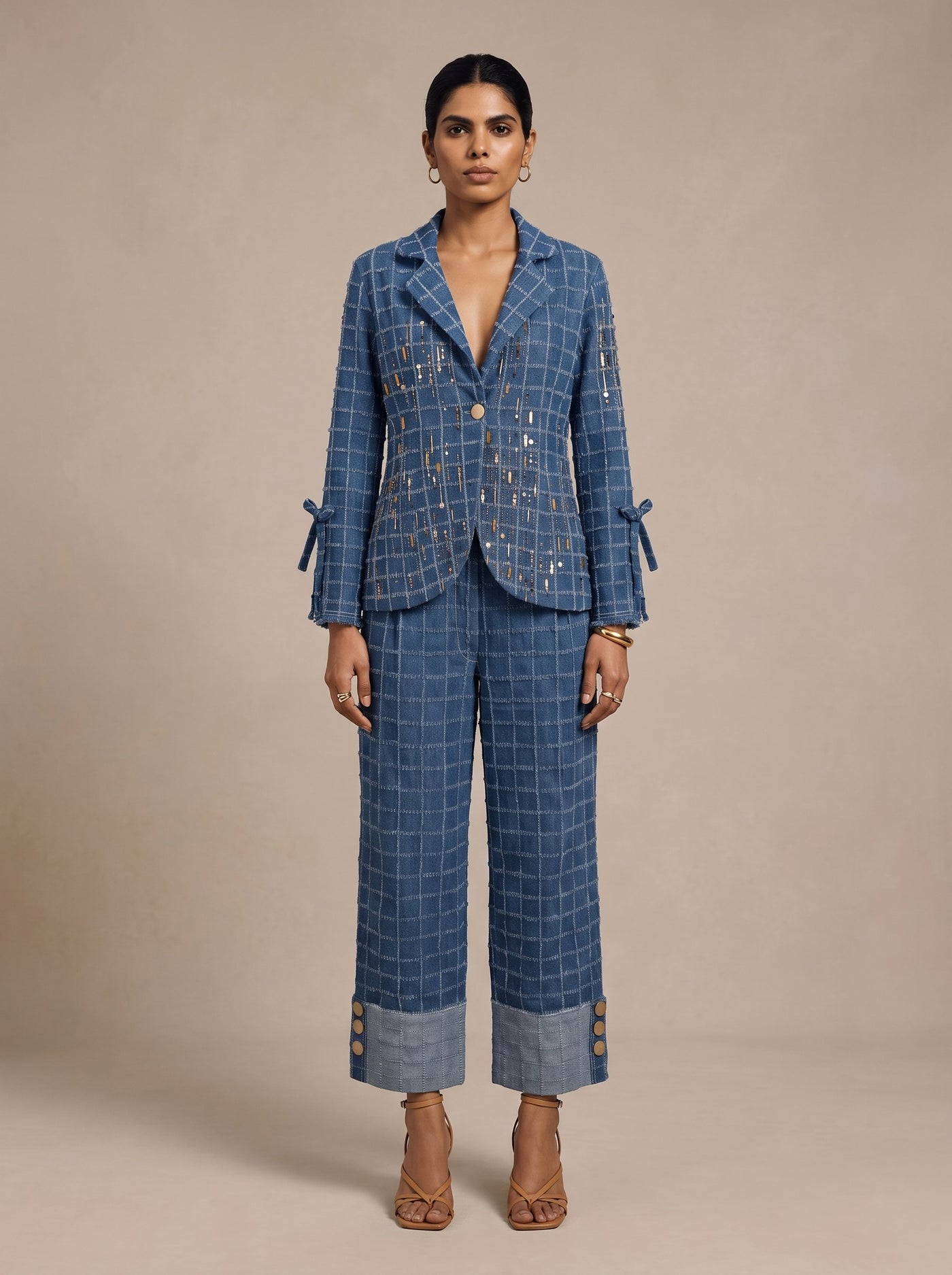 The Windowpane Blazer Set — studio shot, Pummy Walia