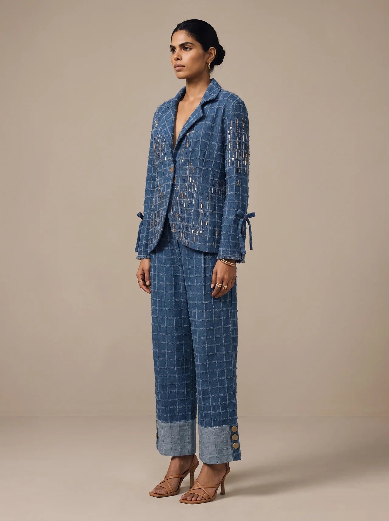 The Windowpane Blazer Set — studio shot, Pummy Walia